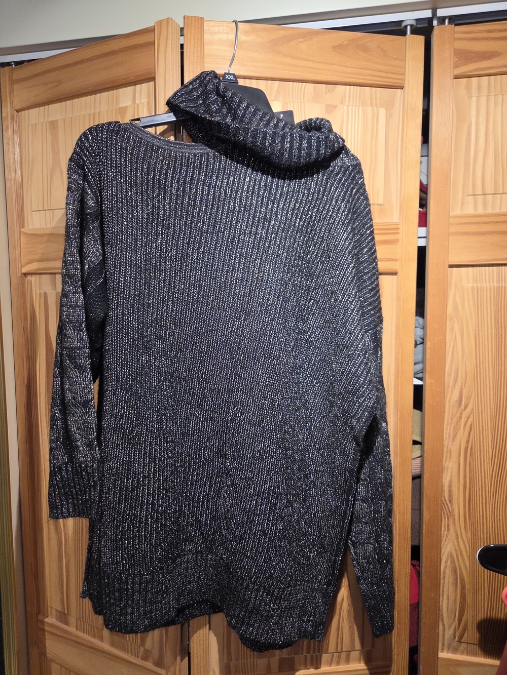 torrid Shimmery Charcoal Cowl Neck Sweater With Open Shoulder